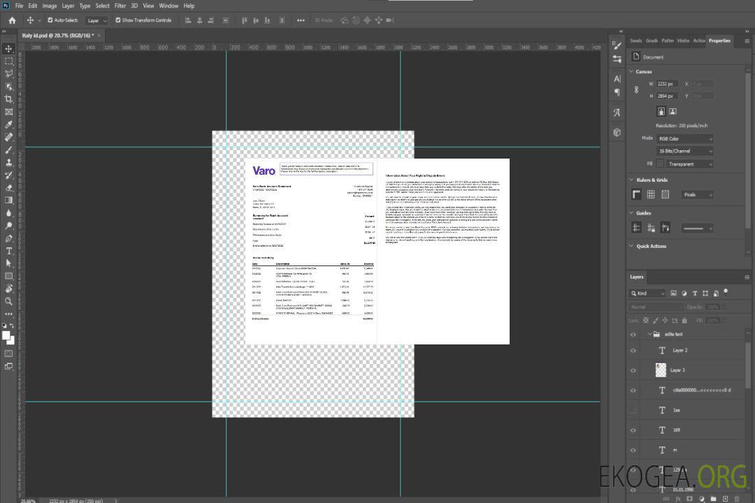 Relevé bancaire USA Varo 2 pages, version 2 template Relevé bancaire USA Varo 2 pages, version 2 template